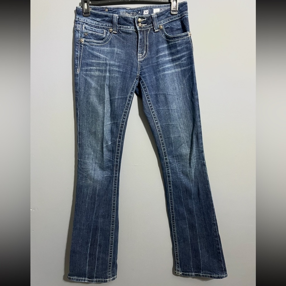 Miss Me Blue Boot Cut Jeans JP5077 with embellishments on back pockets size 30